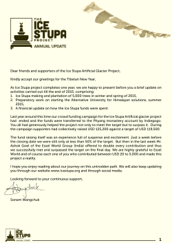 Dear friends and supporters of the Ice Stupa Artificial Glacier Project