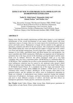 effect of new water projects in upper egypt on hydropower