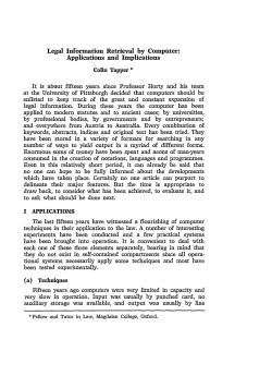 Legal Information Retrieval by Computer