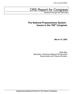 The National Preparedness System: Issues in the 109th