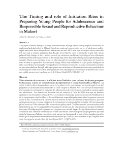 The Timing and role of Initiation Rites in Preparing Young People for