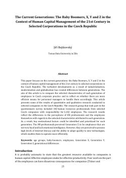 The Current Generations: The Baby Boomers, X, Y and Z in the