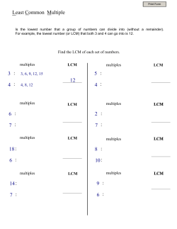 Least Common Multiple 3 4 4 5 7 6 2 7 6 18 7 14 8 10 9 6 12