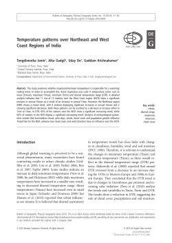 Temperature patterns over Northeast and West Coast Regions of India