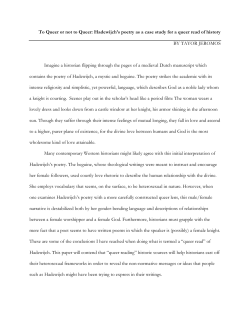 To Queer or not to Queer: Hadewijch`s poetry as a case study for a