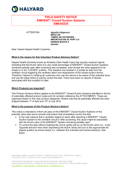 FIELD SAFETY NOTICE KIMVENT* Closed Suction Systems