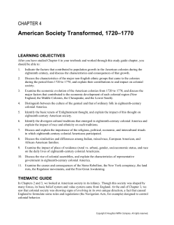 American Society Transformed, 1720&ndash;1770