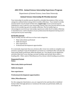 Bi-Weekly Journal - Department of Animal Science