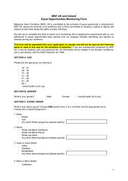 Equal Opportunities Monitoring Form
