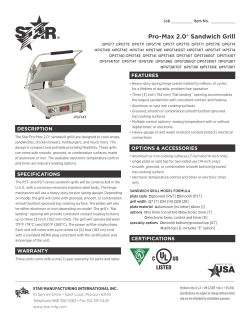 PGT- and PST-Series Sandwich Grill spec Sheet