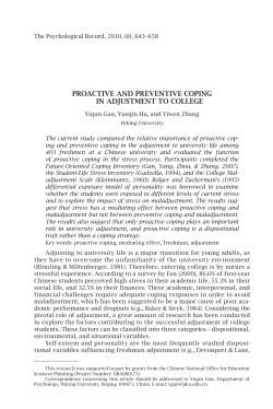 Proactive and Preventive Coping In Adjustment to