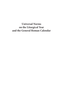 Universal Norms on the Liturgical Year and the Calendar