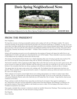 Davis Spring Neighborhood News