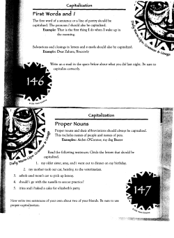 First Words and I Proper Nouns