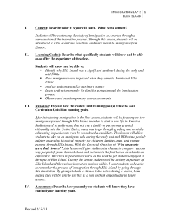 IMMIGRATION LAP 2 ELLIS ISLAND 1 Revised 5/12/11 I. Content