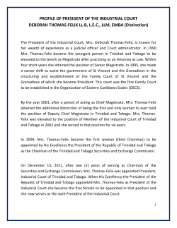 PROFILE OF PRESIDENT OF THE INDUSTRIAL COURT