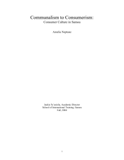Patterns of Consumerism in Samoa