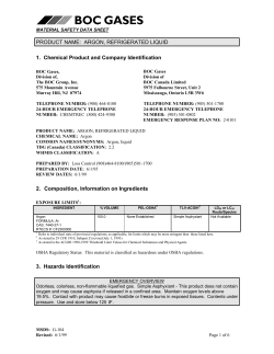 PRODUCT NAME: ARGON, REFRIGERATED LIQUID 1. Chemical