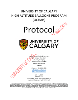 UNIVERSITY OF CALGARY HIGH ALTITUDE BALLOONS