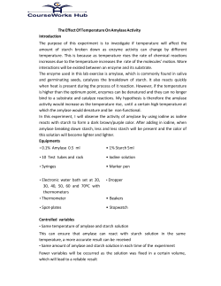 The Effect Of Temperature On Amylase Activity