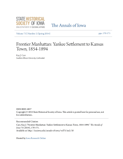 Frontier Manhattan: Yankee Settlement to Kansas Town, 1854-1894