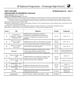 Unit 4 - Applications of Differential Calculus