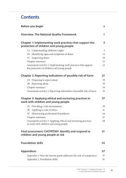 CHCPRT001 Identify and respond to children and young people at risk