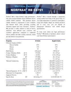Norfrax&reg; RB CS701 SiSiC Material Properties, Saint