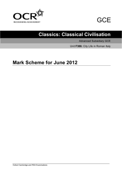 Mark scheme - Unit F386 - City life in Roman Italy - June