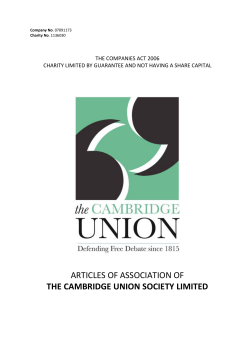 ARTICLES OF ASSOCIATION OF THE CAMBRIDGE UNION