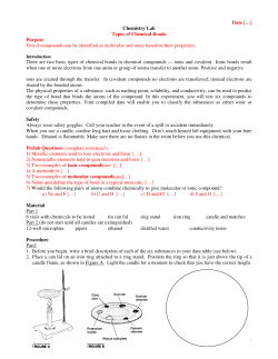Chemistry Lab Types of Chemical Bonds Purpose Test if