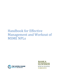 Handbook for Effective Management and Workout of MSME NPLs