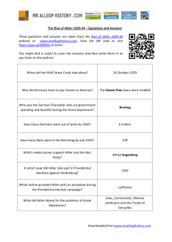 The Rise of Hitler 1929-34 - Questions and