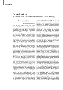 The art of medicine Books do furnish a mind: the art and
