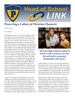 Preserving a Culture of Christian Character