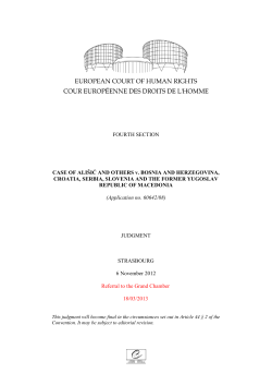 FOURTH SECTION CASE OF ALI&Scaron;IĆ AND OTHERS v