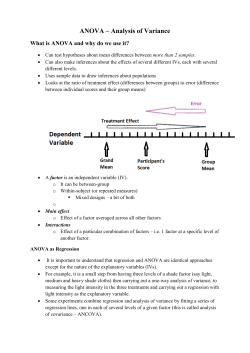 ANOVA &ndash; Analysis of Variance