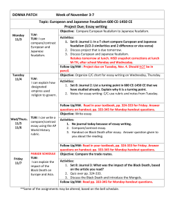 DONNA PATCH Week of November 3-7 Topic