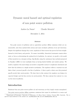 Dynamic moral hazard and optimal regulation of non point source