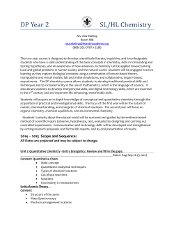 DP Year 2 SL/HL Chemistry