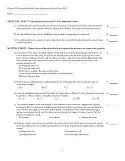 Physics 192 Practice Multiple Choice Questions for Final Exam 2013