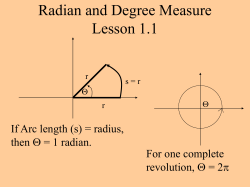 Radian and Degree Measure Lesson 1.1