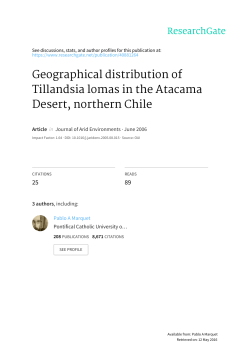 Geographical distribution of Tillandsia lomas in the Atacama Desert