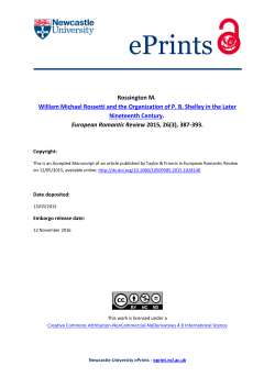 Rossington M. William Michael Rossetti and the Organization of PB