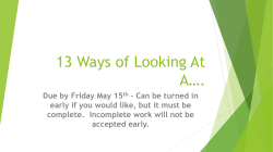 13 Ways of Looking At A&hellip;.