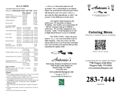 Antonio`s Catering Menu &ndash; Pick Up or Drop Off Only