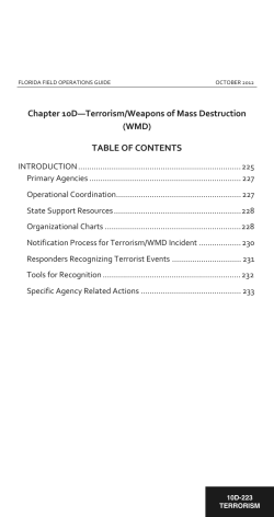 Chapter 10D&mdash;Terrorism/Weapons of Mass Destruction (WMD