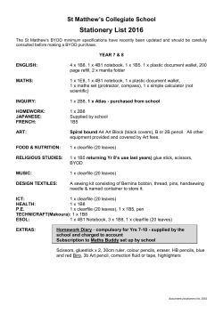 Stationery List 2016 - St Matthew`s Collegiate School