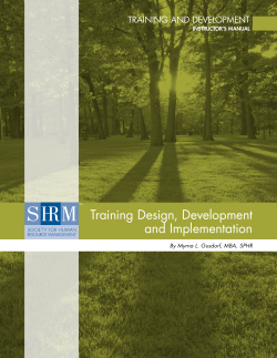 Training design, development and implementation