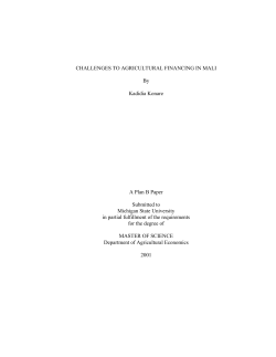 CHALLENGES TO AGRICULTURAL FINANCING IN MALI By